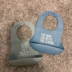 Bella Tunno Silicone Baby Bib Set - Blue and Gray
